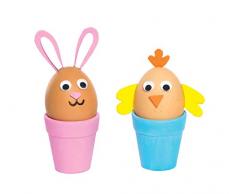 Baker Ross Mini huevera de cerámica para niños para diseño de Pintura y decoración – Kit Creativo de Pascua para niños y Adultos (Caja de 4)