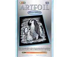 KSG Silver, ca. 25,5 x 20,4 cm Filly Artfoil, Cuadro, diseño de Animales, pingüino, Plateado, Juego Completo Instrucciones, rascador para niños a Partir de 8 años, Color Plata (609)