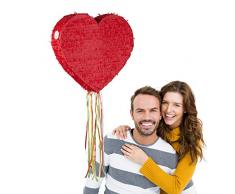 Relaxdays Piñata Corazón para Decoración Boda, Papel, Rojo, 45 x 50,5 x 10 cm, Color (10025175)