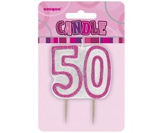Unique Party- Vela de 50 cumpleaños, Color rosa brillante (34405)