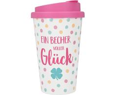 Depesche To Go de plástico con Leyenda, 350 ml, Reutilizable, Una Taza Llena de Felicidad, Multicolor (10271603)