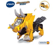 VTech- Brutus, el Triceratops Excavadora. Dinosaurio electrónico Interactivo transformable en Coche con Voz, Funciones, mas de 60 Sonidos y Frases. (3480-195122)