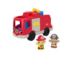 Fisher-Price HJN38 Little People – Coche de Bomberos – Versión multilingüe – Juguete Musical con Figuras para niños pequeños y preescolares a Partir de 1 año