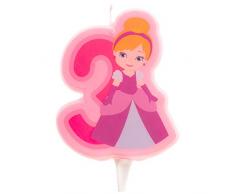 Dekora - Vela de Cumpleaños 2D de Princesa para Tartas Infantiles - Numero 3