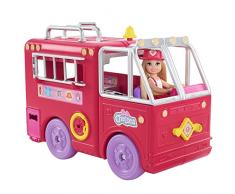 Barbie Chelsea y su camión de bomberos Muñeca con coche de juguete y accesorios, regalo para niñas y niños +3 años (Mattel HCK73)