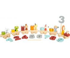 Small Foot Tren de cumpleaños Animales, 6 vagones de Madera con portavela, Decorados con dedicación, 12347 Toys, Multicolor