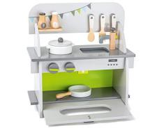 small foot company Compacta Infantil de Madera certificada FSC 100%, Las perillas Hacen Sonidos realistas, con Horno y Accesorios, como ollas, sartenes y Utensilios de Cocina, promueve la Competencia Social. Juguetes, Multicolor