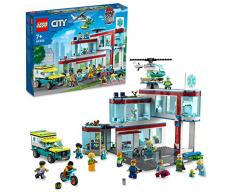 LEGO 60330 City Hospital con Ambulancia, Helicóptero de Juguete y 12 Mini Figuras, Juegos Médicos, Ideas Regalos Navidad Niños y Niñas de 7 Años o Más