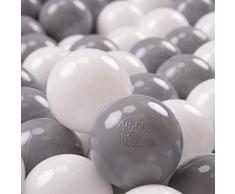 KiddyMoon 300 ∅ 7Cm Bolas Colores De Plástico para Piscina Certificadas para Niños, Blanco/Gris