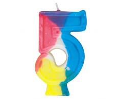 Unique Party - Vela de cumpleaños Número 5 del Arco Iris (350-5)