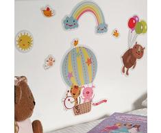 Pegatinas de pared para niños, animales felices, pegatinas de pared de goma, decoración de paredes de niños, guardería, dormitorio
