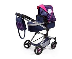 Bayer Design 18454Ac, Carrito, Cochecito de Muñecas City Vario, Combolsa, Convertible, Ajustable, Plegable, Azul Comparches, Color, Moderno, Único Rnio