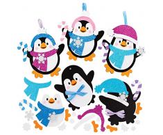 Baker Ross FE788 Penguin Mix and Match Decor – Pack de 8 unidades, los niños hacen tu propia decoración de Navidad, bolas de Navidad y manualidades (FE788)