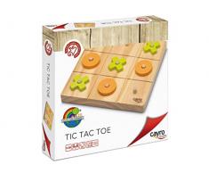 Cayro - Tic TAC Toe - + 6 Años - Modelo de Madera - Juego de Mesa para Niños y Adultos - 3 en Raya Decorativo - Fichas Verdes y Naranjas - 2 Jugadores