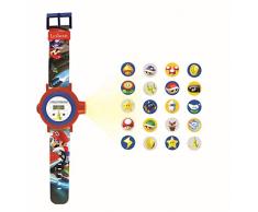 LEXIBOOK Reloj Correa Ajustable Pantalla Digital con 20 proyecciones de Mario Kart-para Niños-Rojo y Azul