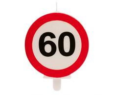 Dekora - Vela Cumpleaños con Señal de Prohibido para Decoracion de Tartas - Numero 60