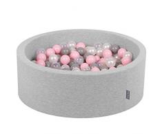 KiddyMoon 90X30cm/200 Bolas ∅ 7Cm Piscina De Bolas para Ninos Hecha En La UE, Gris Clr:Perla,Gris,Transparente,Rosa Clr