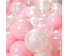 KiddyMoon 1200 ∅ 6Cm Bolas Colores De Plástico para Piscina Certificadas para Niños, Rosa Claro/Perla/Transparente