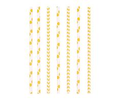 Amscan – 9900204 – 24 Paper pajitas Sunshine Dots y Chevron – amarillo