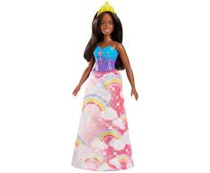 Barbie Dreamtopia, muñeca Princesa falda rosa arcoiris, juguete +3 años (Mattel FJC98)