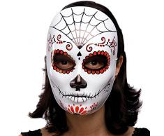 Carnival Toys Máscara de esqueleto decoración mexicana de plástico negro y rojo duro solo blanco [00175]