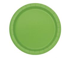 Unique Party - Platos de Papel - 23 cm - Verde Lima - Paquete de 16 (31433)