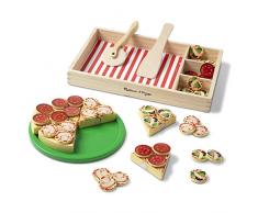 Melissa & Doug Pizza De Madera, Alimentos de madera, Juguetes De Imitación, Juego creativo, Accesorios de cocina para niños, Montessori, Regalo para niños o niñas de 3 4 5 6 7 años