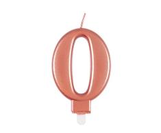 Unique Vela de cumpleaños 19620, número 0-3.5 pulgadas, oro rosa, metálico, 1 unidad, color rosa