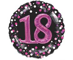 Amscan International 3597401 - Globo de Papel de Aluminio para cumpleaños (18 Unidades), Color Rosa Brillante