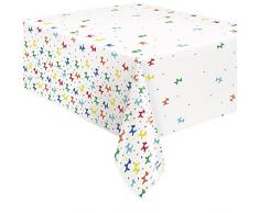 Unique- Mantel de Plástico - 2,13 m x 1,37 m - Fiesta de Cumpleaños de Perro Globo - 1 Unidad (Paquete de 1), Multicolor (21933)