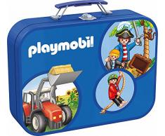 Schmidt Spiele 55599 - Playmobil Caja Puzzle 2 x 60, 2 x 100 Piezas en una Caja de Metal