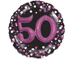 Amscan International 3597801 - Globo de Papel de Aluminio, 50 Unidades, Color Rosa Brillante