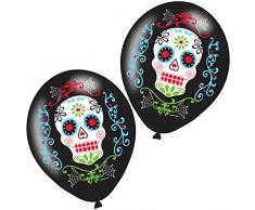 amscan 9901175 Day of The Dead - Globo de látex de 4 Colores, 28 cm