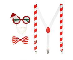 WIDMANN 00764 Set de Papá Noel, Gafas, Tirantes y pajarita, Unisex - Adulto, Rojo/Blanco, Talla Única