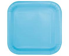 Unique- Platos Cuadrados de Papel Ecológicos-18 cm Azul Claro-Paquete de 16, Color light blue (30900EU)