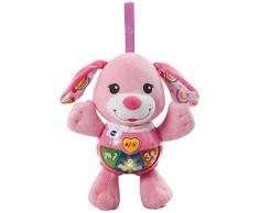 VTech-Peque Perrito de Peluche Interactivo con Canciones Voces y Actividades Que estimulan al bebé en Diferentes aspectos Desarrollo Motor, del lenguaje y sensorial, Color Rosa (3480-502357)