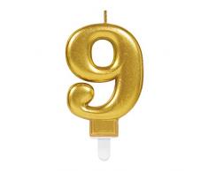 Amscan – Vela Cumpleaños, número 9, oro, 9.5 cm.