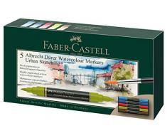 Faber-Castell 160308 Albrecht Dürer - Rotulador para acuarela con punta doble para una aplicación de color precisa y superficial, estuche de 5 unidades
