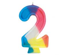 Número 2 del arco iris vela del cumpleaños