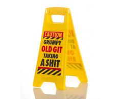 Boxer Gifts texto en inglés Caution Grumpy Old Git Taking A Shit amarilla de escritorio para oficina. Señal de advertencia, color (DK1008)