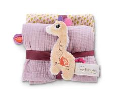 NICI Set de la Jirafa Sasuma - 2X Suave Tela de Muselina 60x60cm y 1x Esponjoso Juguete de Agarre 11cm para Bebés - Mantita y Lindo Juguete Desde 0+ Meses - Mantita/Suaves Juguetes para Niñas y Niños