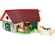 small foot company- Granja Woodfriends Hecha de Madera certificada FSC 100%, con Techo abatible Juguetes, Multicolor (Small Foot by Legler 11005)