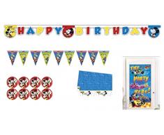ALMACENESADAN-4671, Pack Fiesta cumpleaños Miceky Mouse para 8 niñas Mantel, Platos, banderines, Cartel y Guirnalda (8435510346713)