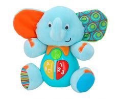 winfun 85178 - Peluche luces y sonidos, musical, Primera infancia, Juguetes interactivos musicales, interactivo, Elefante, para bebé de 6 meses