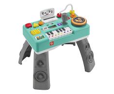 Fisher-Price Ríe y aprende Mesa de mezclas DJ musical Piano de juguete con actividades, luces y sonidos, sentado y de pie, bebés +6 meses (Mattel HRB60)