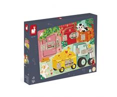 Janod Tablero De Cerraduras La Granja-Tabla de Actividades-5 Tipos de Apertura-Juguete de Madera FSC-A Partir de 3 Años, J07119, Multicolor (JURATOYS
