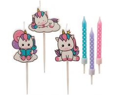 Dekora - Set de Velas de Cumpleaños de Unicornio para Decorar la Tarta de Cumpleaños más Cuqui - 15 Velas