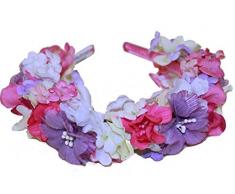 El celibato 97299041.016 - diadema con flores de colores artificiales flores improvisada