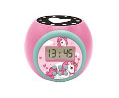 Lexibook Reloj despertador con proyector unicornio con función de repetición y alarma, luz nocturna con temporizador, pantalla LCD, batería, rosado, color