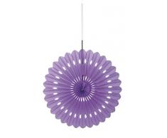 Unique Party- Decoración abanico de papel de seda, Color morado, 40 cm (63192)